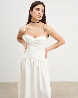 Платье  с корсетным   лифом "Тося", Молочный