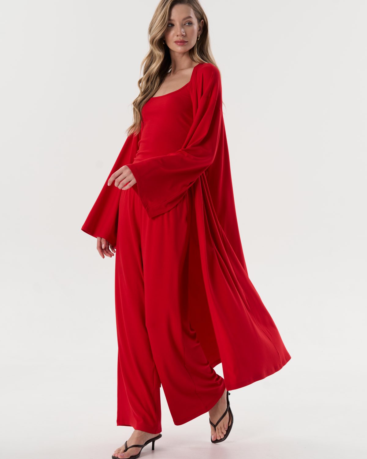 Кардиган макси красный