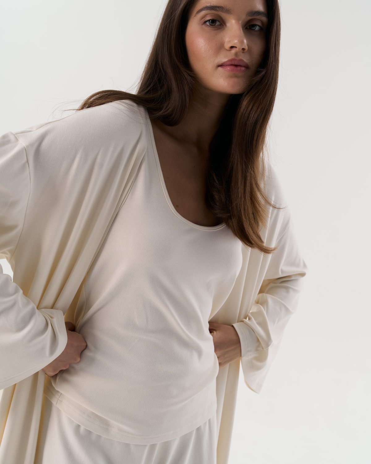 Кардиган макси молочный